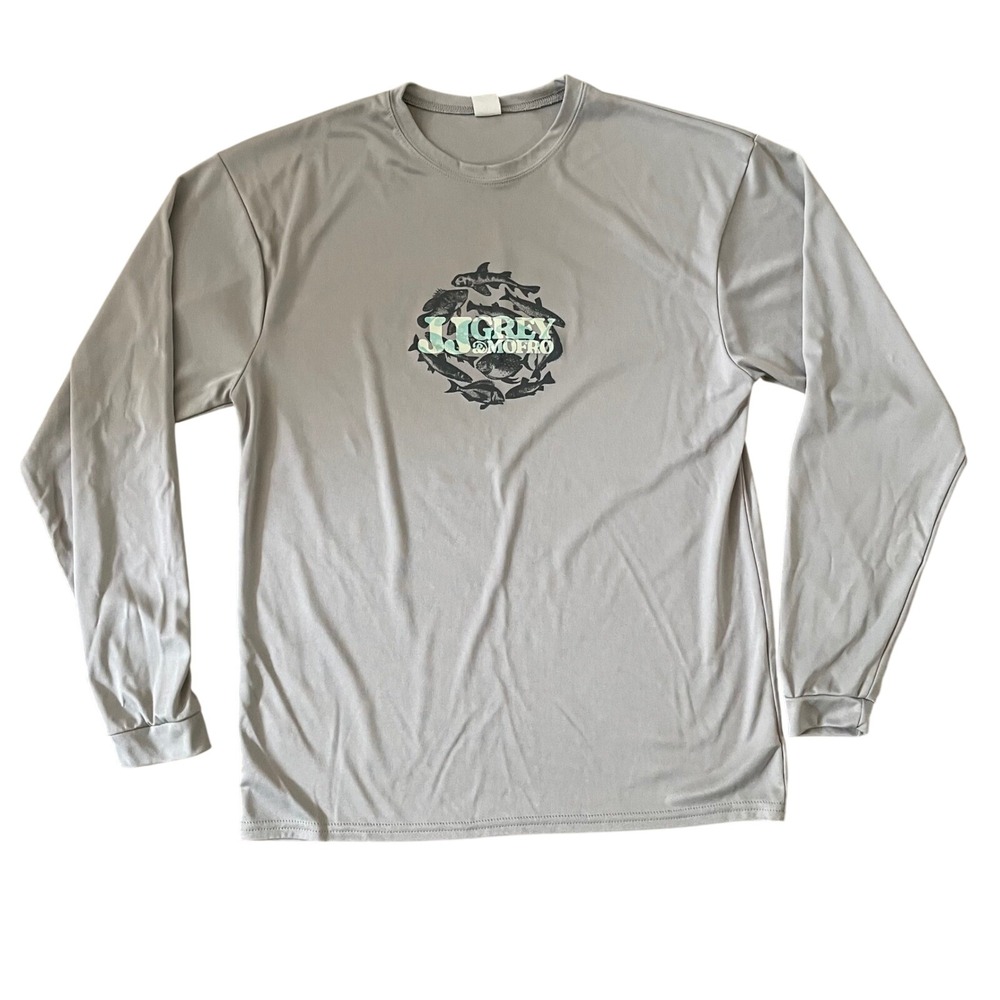 JJ Grey and Mofro Band Shirt Mens Medium Gray Long Sleeve Performance Tee Fish